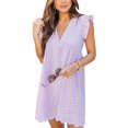 thumbnail image 1 of Purple2XLSummer V-cuello de algodón Falda corta Vestido de color sólido Mameluco de California para mujeres, 1 of 5
