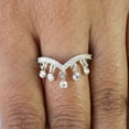 thumbnail image 4 of Pear Cut Opal & Cubic Zirconia Ring, 925 Sterling Silver Trio Ring. Minimalist Ring. Handmade Fine Jewelry. Gift For Her., 4 of 5