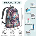 thumbnail image 5 of Multicolor Cat Head Purple Pattern Cute School Backpack Bag with Padded Back and Adjustable Shoulder Straps 16.9 X 12.6 X 5.9 Inches, 5 of 5