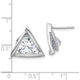 thumbnail image 4 of Sterling Silver Rhodium-Plated Polished Cz Triangle Post Earrings (Width 16) (Length 14.4) - Jbsp, 4 of 5