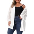 thumbnail image 2 of DARING DIVA Plus Size Cardigans Open Front Panel Long Sleeve Cover Up 3X White, 2 of 5