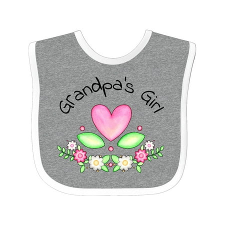 Grandpa Bib - Grandpas Girl- heart flowers Baby Bib