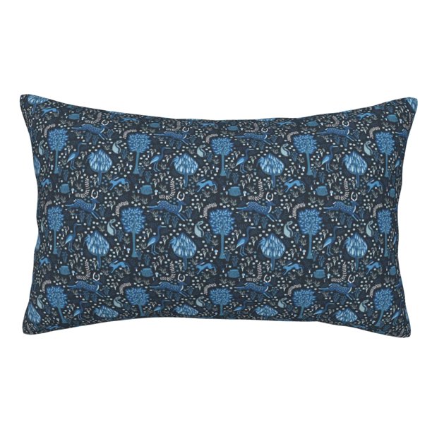 Fotbe Winter Blue Forest Deer Funda de Almohada Decorativa Estilo Occidental, Lujo en Algodón, Fundas para Almohadas King, Cojín Estampado para Decoración del Hogar-16"x24"