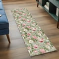 thumbnail image 4 of White Pink Flower Kitchen Runner Rug 2x6 Washable Runners for Hallway Non Slip Shabby Chic Spring Vintage Leaf Green Large Area Rug Indoor Floor Carpet for Bathroom Laundry Entryway Bedroom, 4 of 8