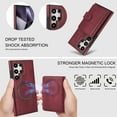 thumbnail image 3 of Detachable Cards Holder Case for Samsung Galaxy S25 Ultra, RFID Blocking 2 In 1 Wallet PU Leather Case with Stand Compatible with Magsafe Shockproof Cover for Samsung Galaxy S25 Ultra, Winered, 3 of 5
