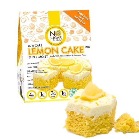 No Sugar Aloud - Low Carb Lemon Cake Baking Mix (Keto, Vegan, Gluten Free, No Added Sugar, High Protein, High Fiber, Diabetic Friendly)