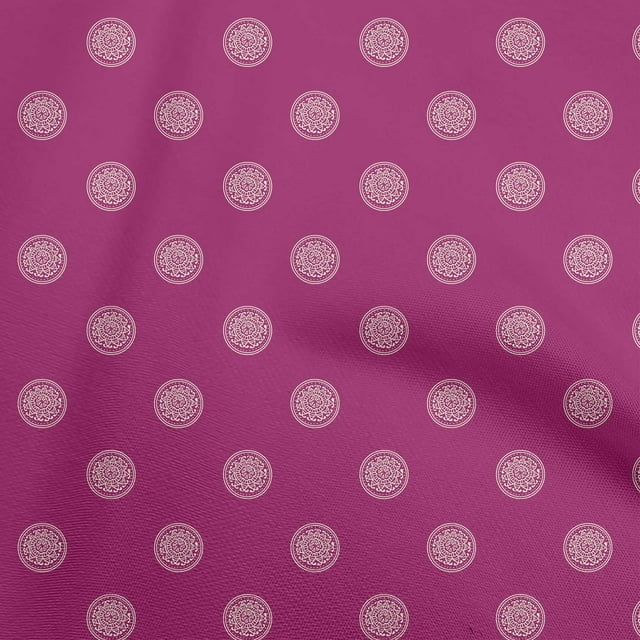 oneOone Rayon Pink Fabric Asian Circle Block Fabric For Sewing Printed Craft Fabric By The Yard 56 Inch Wide