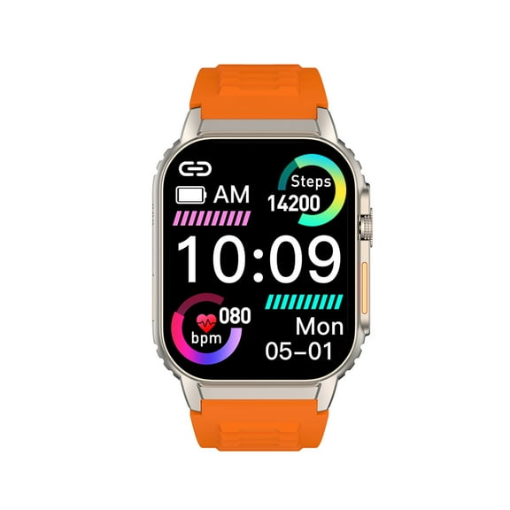 Nkmbld HD Rugged Smart Sports Watch Bracelet Advanced Bluetooth Calling and Extra Long Battery Life Customised Dials with Multiple Patterns, Orange