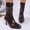 Brown, variant on Women's Boots Pointed Toe Thin High Heel Crinkle Stacked Ankle Boots Comfortable Chic Autumn Winter Fashion Casual Versatile