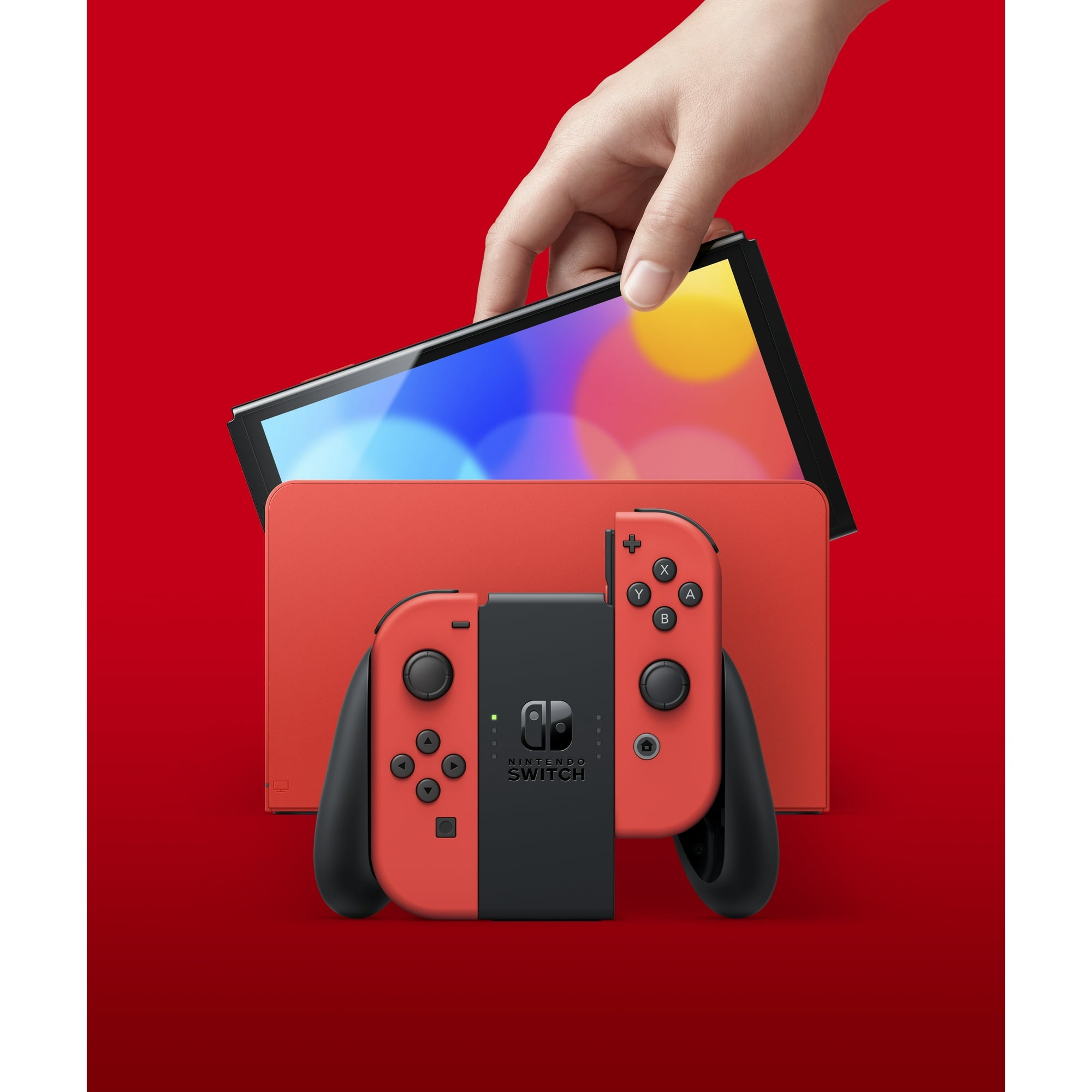 Restored Nintendo Switch 32GB Console Black With Red Joy Cons (Refurbished)