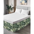 thumbnail image 4 of Palm Leaves Wrap Around Bed Skirts for California King Bed 18" Drop,Bed Skirt with Adjustable Elastic Belt Dust Ruffle Bed Valance for Bedroom Country Summer Botanical Tropical Plants Bed Frame Cover, 4 of 7