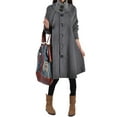 thumbnail image 3 of HIMONE Plus Size Women Wool Blend Coat High Collar Single Breasted Outwear Mid Long Pea Coat Jacket Vintage Fashion Autumn Outwear Surcoat, 3 of 3