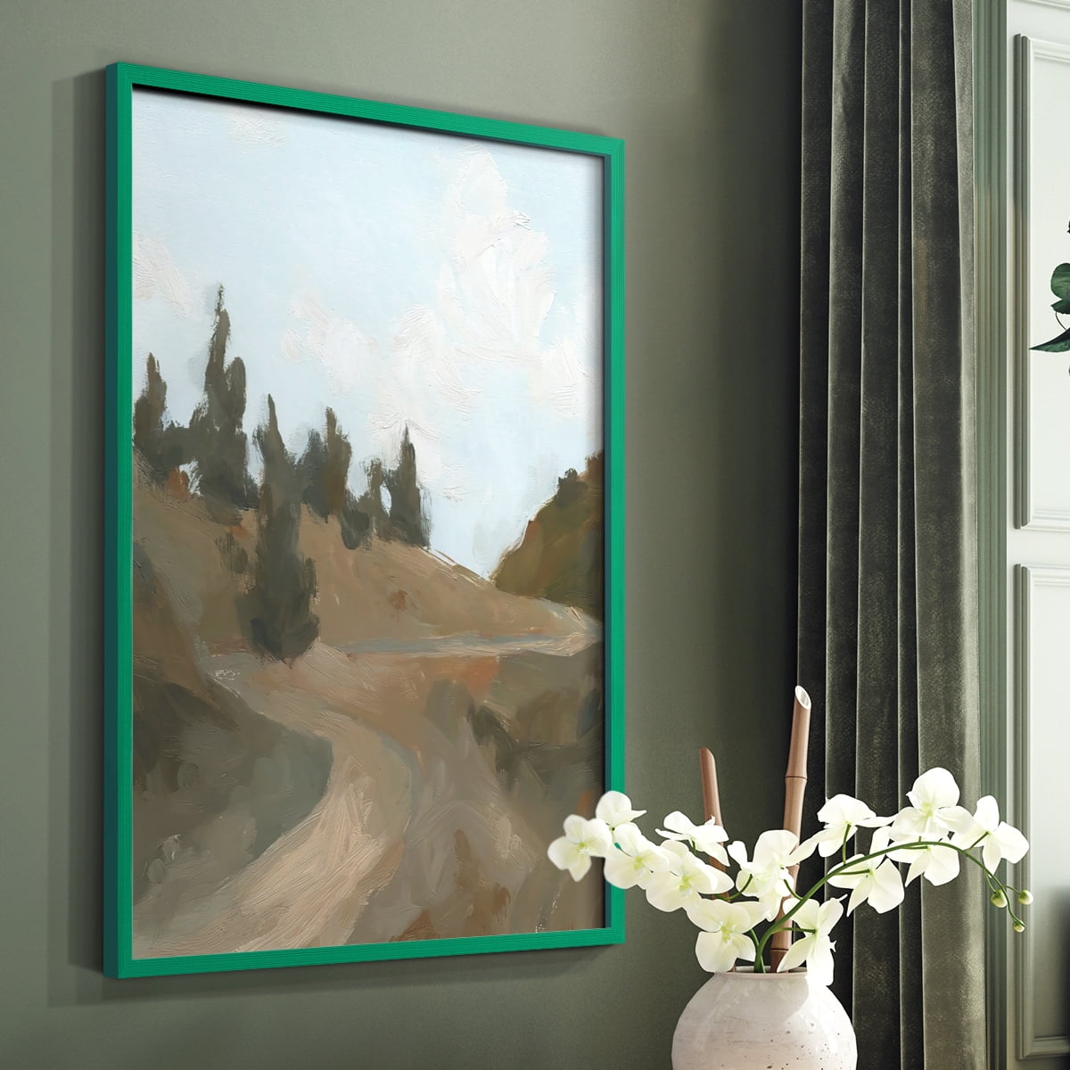 West Fork Hiking Trail IV Framed Print in Green Solid Wood 11 x 14 Framed Print