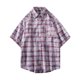 thumbnail image 1 of Mens Manga Corta Botón Abajo Camisas Cuadrado Gira Abajo Cuello Casual Camisa para Hombres, Blusa de Verano de Poliéster, 1 of 7