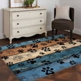 thumbnail image 3 of Navy Brown Wood Grain Area Rugs 3x5 ft Dog Paw Pattern Vintage Farmhouse Washable Rug Non Slip Indoor Carpet Absorbent Floor Mat for Living Room Bedroom Dining Room, 3 of 9