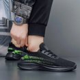 thumbnail image 6 of Men's Big Size Black Green Gradient Knit Lace Up Casual Running Sneakers, Breathable Lightweight Non-Slip Wide Toe Outdoor Daily Walking Footwear, 6 of 9