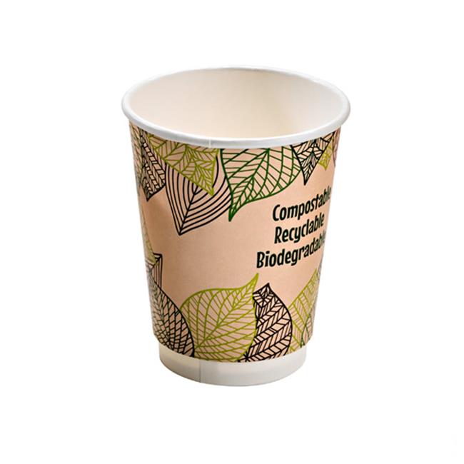 Packnwood 210GCDW10 10 oz Double Wall Compostable Paper Cups, 3.5 x 3.7