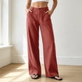 thumbnail image 2 of RUTAYY Women's Pants Loose Fit Solid Color Straight Leg Long Bottoms Casual Daily Wear with Pockets Comfortable Classic Stylish Trousers, 2 of 6