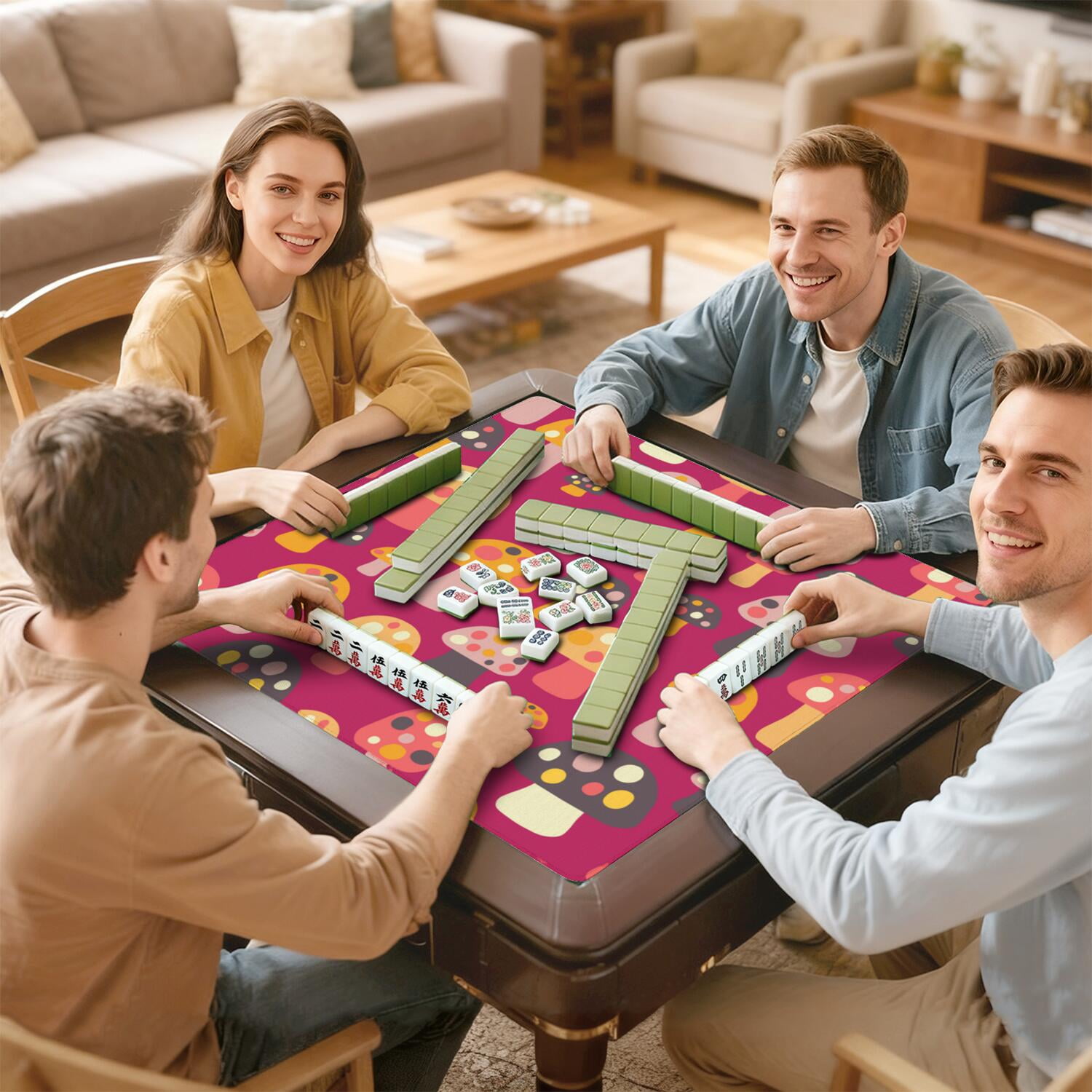 31.5 Inch Plants Inspired Game Surface Constructed from Durable Rubber Featuring Anti-Slip Grip Backing and Noise Dampening for Tiles Board Games