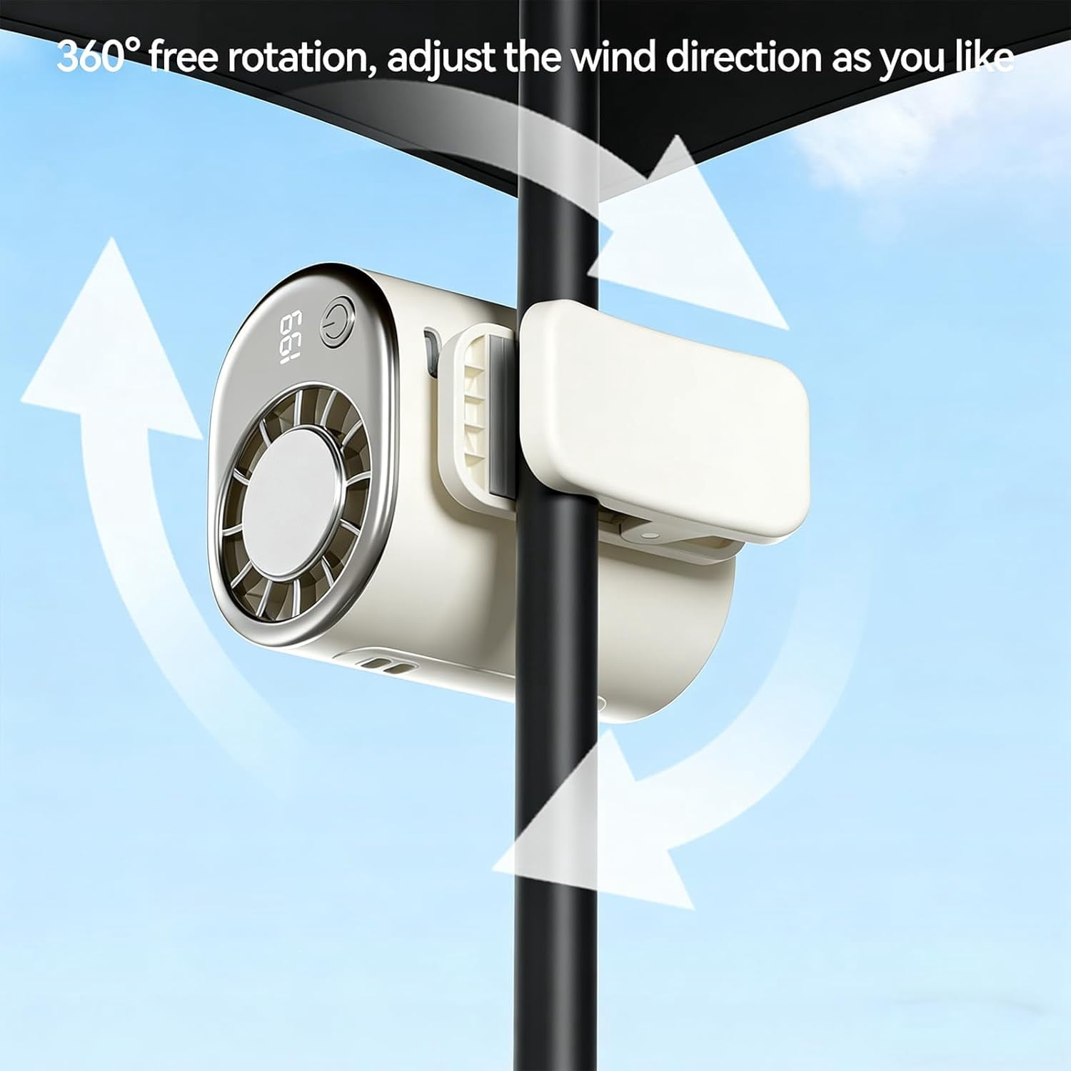 2026 Car Clip on Air Conditioner Fan with LED Display - 360° Rotation, 199 Speeds Adjustable, USB Rechargeable Personal Cooling Fan, 16℃ Semi-Cooling Wide Clamp Detachable