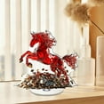 thumbnail image 3 of 2D Rotatable Acrylic Horse Ornament – Red Horse Coin Figurine for Valentine’s Day Lunar New Year Lucky Wealth Desktop Decoration Zodiac Year of the Horse Gift 360° Spin Stand – 10x5cm, 3 of 4