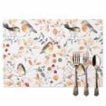 thumbnail image 2 of Autumn Cute Placemats Set of 6 Bird Standing on Branch Colorful Leaf Fruit Flower Heat Insulated Linen Place Mats, Washable Stain-Proof Table Mats for Dining Tables Holiday Decor 13x19inch, 2 of 9