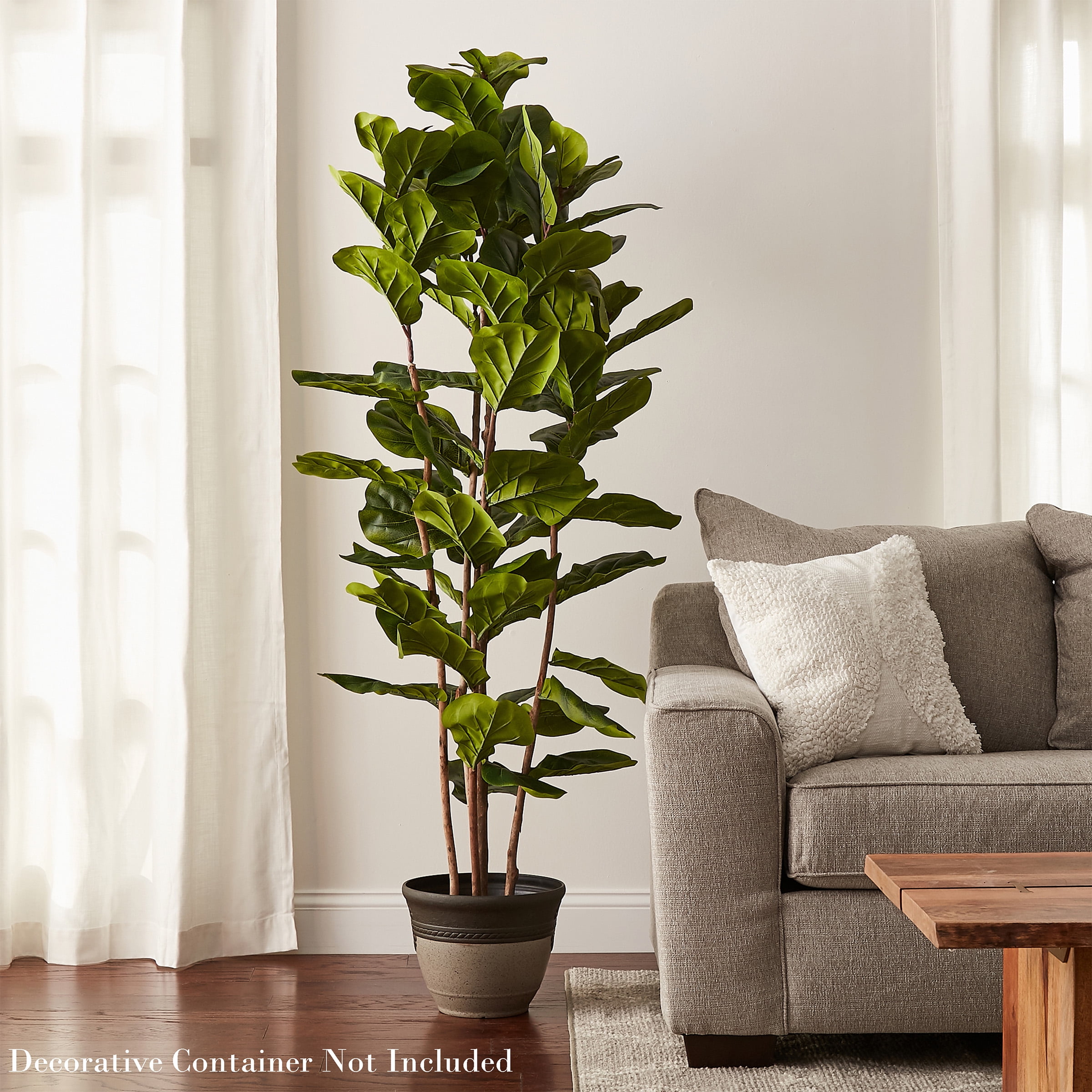 Artificial Fiddle Leaf Fig Tree-72"" Faux Plant in Pot with Natural Feel Leaves-Realistic