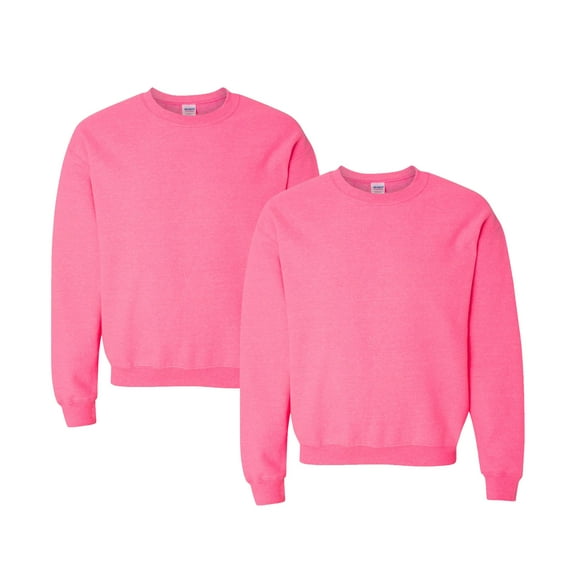 Gildan Men Hi-Vis Heavy Blend Crewneck Fleece Sweatshirt, Moisture-Wicking, Safety Pink, S, 2-Pack
