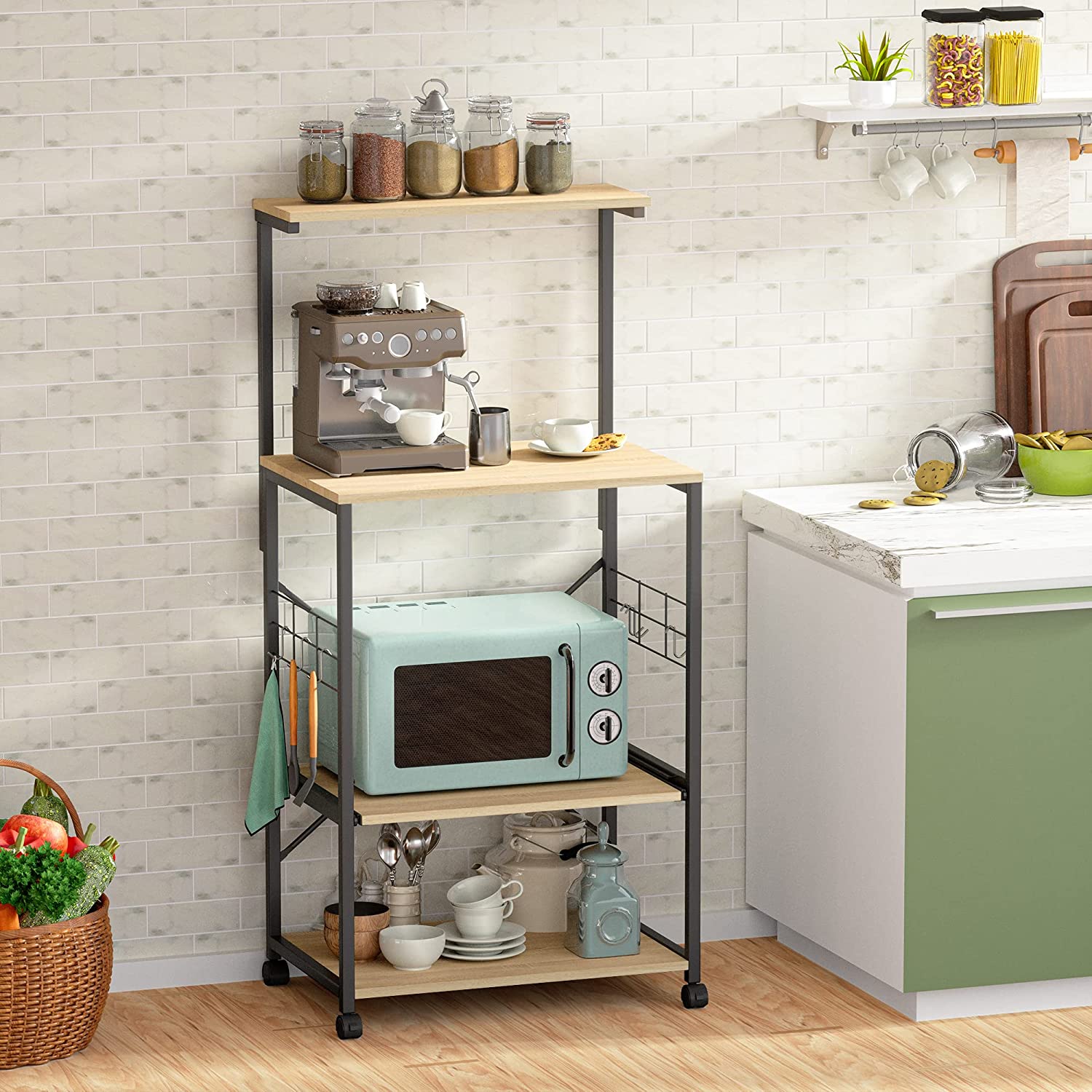 Bestier 4 Tier Kitchen Baker'S Rack Storage Shelf Microwave Stand Cart