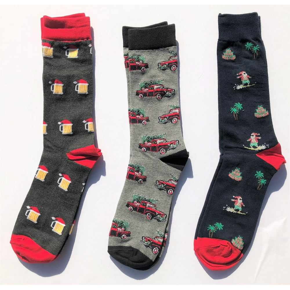 Sock Broker 3 Pairs Men's Premium Cotton Christmas Holiday Socks Mens Christmas Socks
