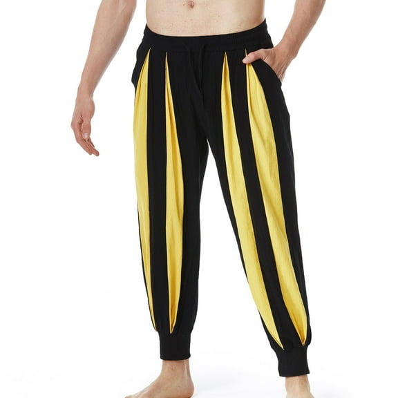 Men's Casual Pants Fashion Patchwork Casual Elastic Waist Pocket Trousers Sport Pants Spring/Summer Pants for Men Yellow XL