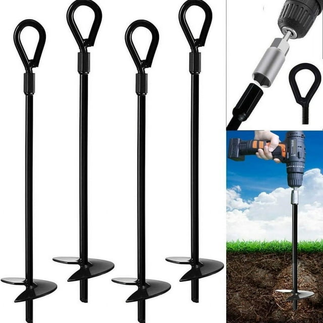 Juegos de 4 piezas de anclajes de suelo, kit de anclaje de alta resistencia, juegos de anclajes de suelo, kit de amarre de trampolín, para trampolín, columpio, tienda de campaña para mascotas, c
