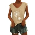thumbnail image 1 of Playeras,Blusas y Tops,Ropa para Mujer Camisetas Sin Mangas Mujer Camisetas casuales de manga corta para mujer, blusas básicas de verano con cuello en V, blusa suelta (Yellow, L), 1 of 4