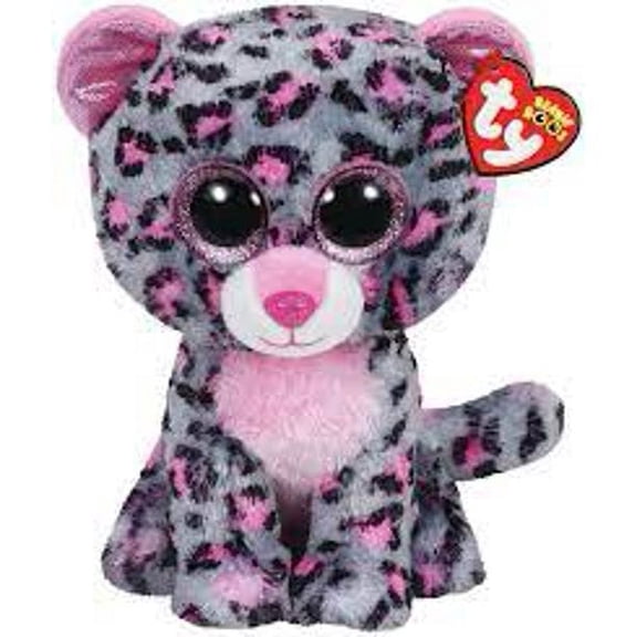 TY Beanie Boos - TASHA The Pink and Grey Leopard (Glittery Eyes) 9" MEDIUM Plush