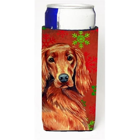 

Irish Setter Red and Green Snowflakes Holiday Christmas Michelob Ultra s for slim cans