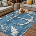 thumbnail image 2 of Fsddascl Blue Nautical Anchor Outdoor Rug for Patio/Deck/Porch, Non-Slip Large Area Rug 5 x 8 Ft, Summer Coastal Ocean Coral Indoor Outdoor Rugs Washable Area Rugs, Reversible Camping Rug Carpet, 2 of 5