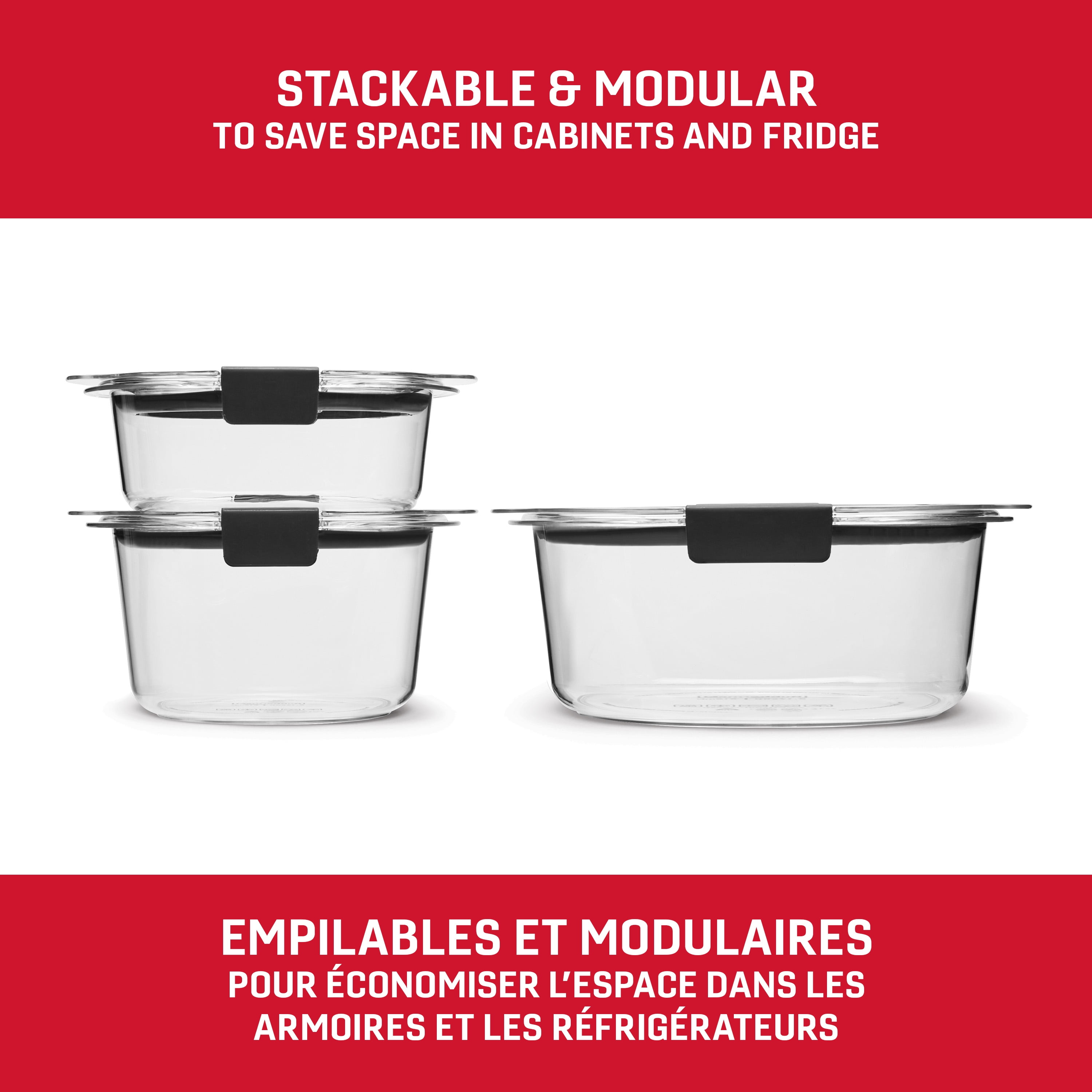 Récipients ronds de rangement pour aliments Rubbermaid Brilliance, ensemble de 6 pièces