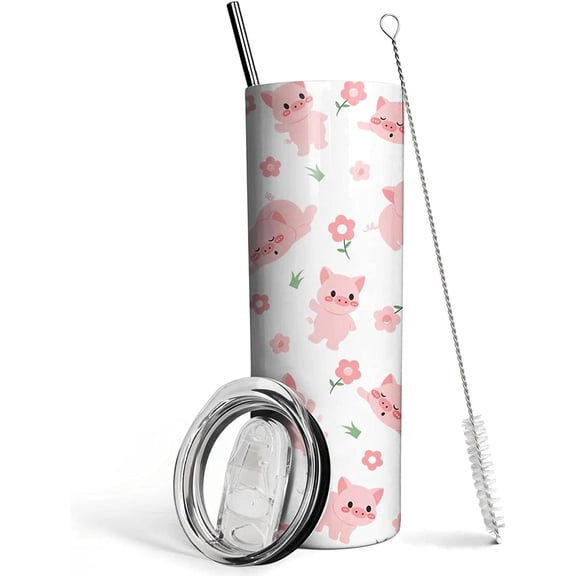 Cute Bunny Tumbler with Lid and Straw- Bunny Gifts for Women Girls- Pink Kawaii Rabbit Bunny Coffee Mug, Cups, Skinny Tumbler, Water Bottle- Thermal Insulated Tumblers 20 Oz -Birthday, Easter Gifts