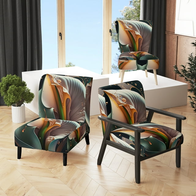 Designart « Green & White Calla Blossom I » Fauteuil d'Appoint Rembourré Vert à Motif Floral et Botanique - Fauteuil Moderne pour Salon