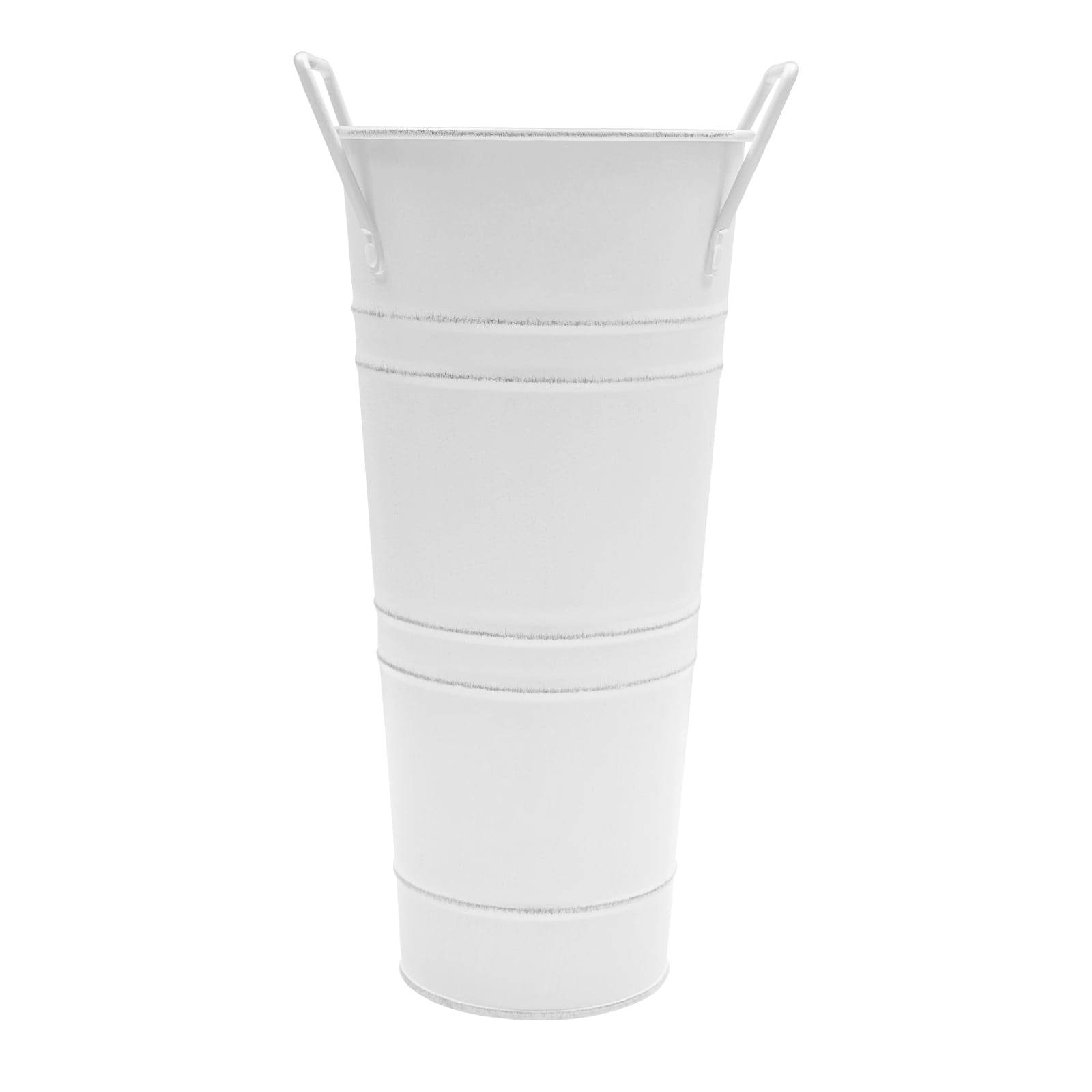 ChicHomey 12 Pcs 9Inch  White Galvanized Metal Flower Buckets,with Handles Stackable Cylindrical Flower Storage Pots for Flowers, Plants & Umbrella Storage​