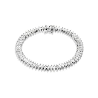 Believe by Brilliance Women's Fine Silver Plated Marquise Cut CZ Tennis Bracelet