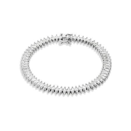 Believe by Brilliance Women's Fine Silver Plated Marquise Cut CZ Tennis Bracelet
