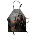 thumbnail image 1 of Fantasy World Apron Fantasy Fiction Themed Illustration in an Alien World with Three Figures, Unisex Kitchen Bib Apron with Adjustable Neck for Cooking Baking Gardening, Grey Orange, by Ambesonne, 1 of 3