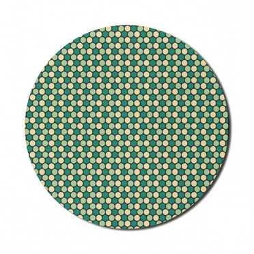 Abstract Mouse Pad for Computers, Geometrically Aligned Repetitive Retro Motif, Round Non-Slip Thick Rubber Modern Gaming Mousepad, 8" Round, Jade Green Pale Green, by Ambesonne