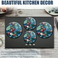 thumbnail image 6 of Electric Stove Burner Covers,4 Pcs Round Gas Burner Cover,8 and 10 Inch,Blue - background Strawberry Vines with Bloom, 6 of 7