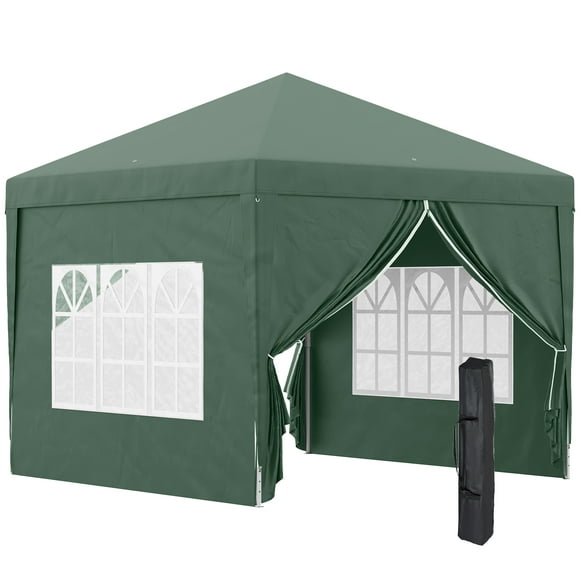 Outsunny 10'x10' Outdoor Pop Up Party Tent with Carrying Bag Green