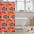 thumbnail image 3 of Manfei Farmhouse Trout Shower Curtain 72Wx84L, Simple Lines Stripe Bathroom Shower Curtain, Pink Orange, 3 of 5