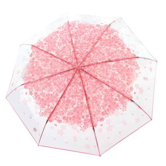 FVDPWYE Clear Bubble Umbrella Blossom Windproof Compact Lightweight Transparent Umbrella Pink