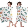 thumbnail image 4 of White Dinosaurs Cacti Plants Pattern Hooded Bath Towel，50"x30" for Ages 3 To 12 Kids, Quick Dry Lightweight Soft Microfiber Hood Beach Towel Cover Up for Kids, 4 of 7