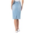 thumbnail image 3 of INSPIRE CHIC Women's Denim Skirt Back Slit Stretchy High Waisted Casual Midi Jean Skirt M Light Blue, 3 of 5